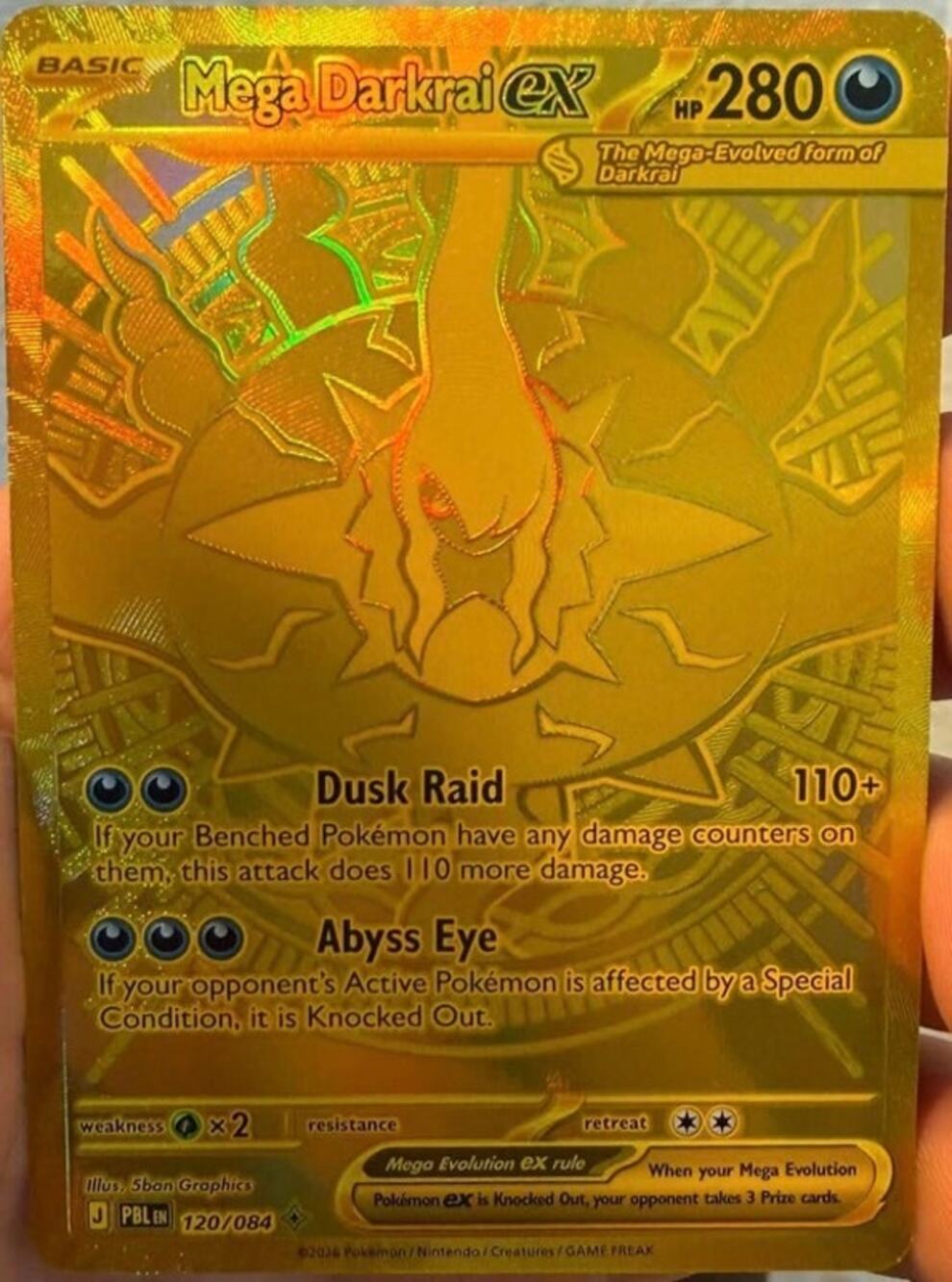 NM Mega Darkrai ex 120/084 Gold Mega Hyper Rare Pokemon TCG Pitch Black